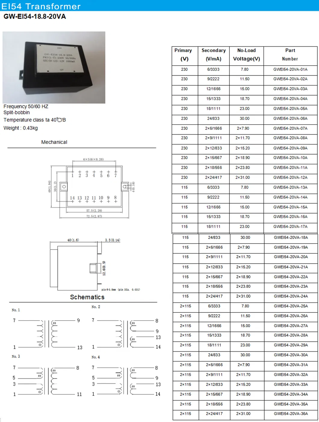 0.5W 2.0W Solar Inverter Low Frequency Transformer Price