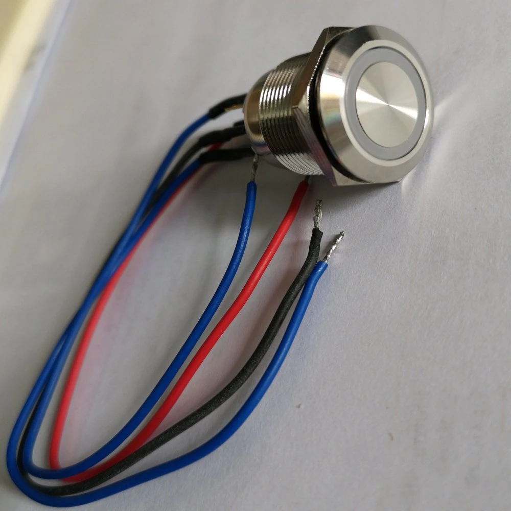 19mm Ring LED Flat Head Momentary 1no1nc Stainless Steel Push Button Electric Switch