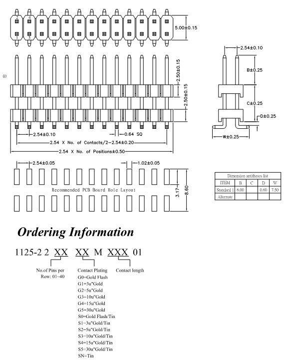 2.0mm Pitch Connector Right Angle SMT with Locating Peg Female Pin Header