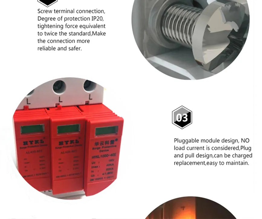 20ka 40ka 3p+Npe 275V AC SPD DIN Rail Lightning Surge Suppressor Arrestor Protective Devices