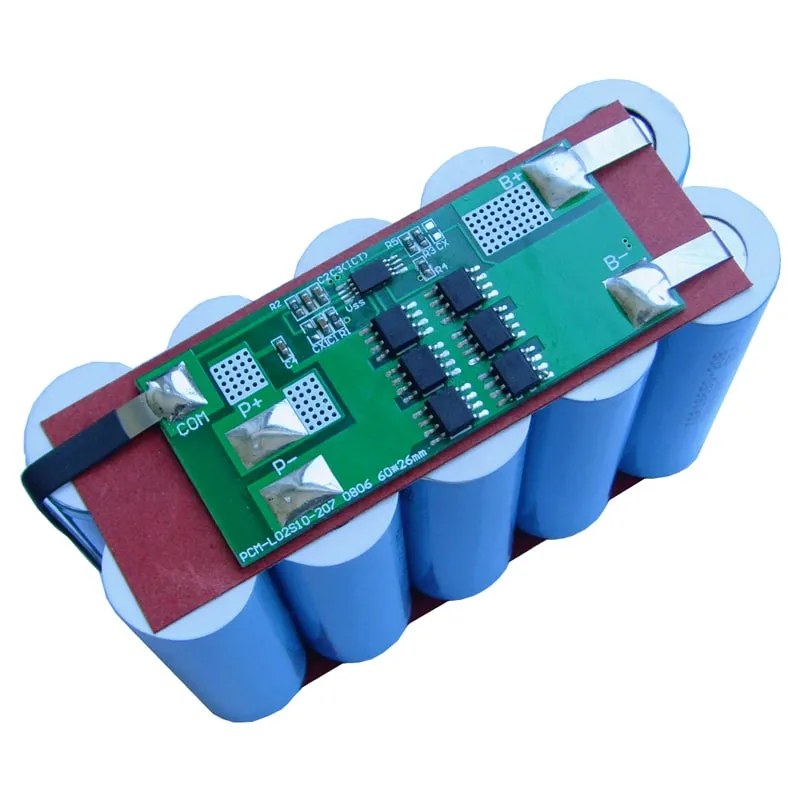 2s 10A PCM BMS for 7.2V 7.4V Li-ion/Lithium/ Li-Polymer 6V 6.4V LiFePO4 Battery Pack Size L60*W26*T3.5mm (PCM-L02S10-014)