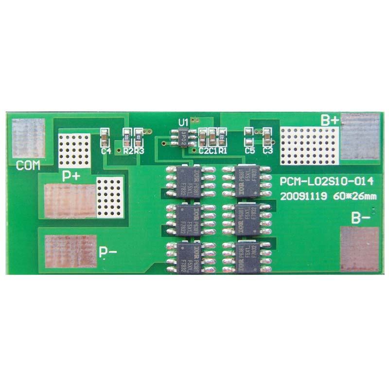 2s 10A PCM BMS for 7.2V 7.4V Li-ion/Lithium/ Li-Polymer 6V 6.4V LiFePO4 Battery Pack Size L60*W26*T3.5mm (PCM- L02S10 -014)