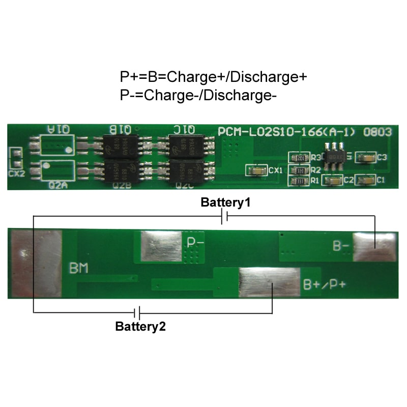 2s 10A PCM BMS for 7.2V 7.4V Li-ion/Lithium/ Li-Polymer 6V 6.4V LiFePO4 Battery Pack with Bm PCM- L02s10 -166 (A-1)