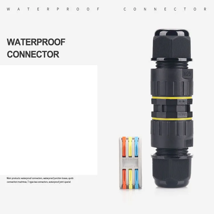 3 Pin Screwless Waterproof LED Outdoor Lighting Connector IP68 Waterproof 5-12mm/10-14mm Electrical Cable Junction Box