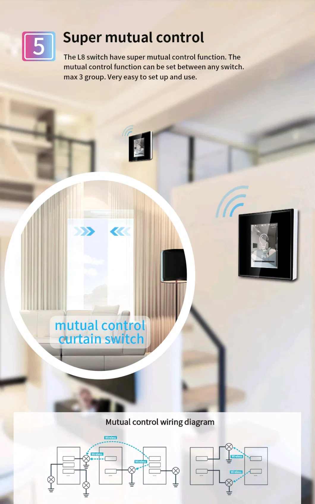 3gang Mutual Control Smart Switch No Need Special Wire