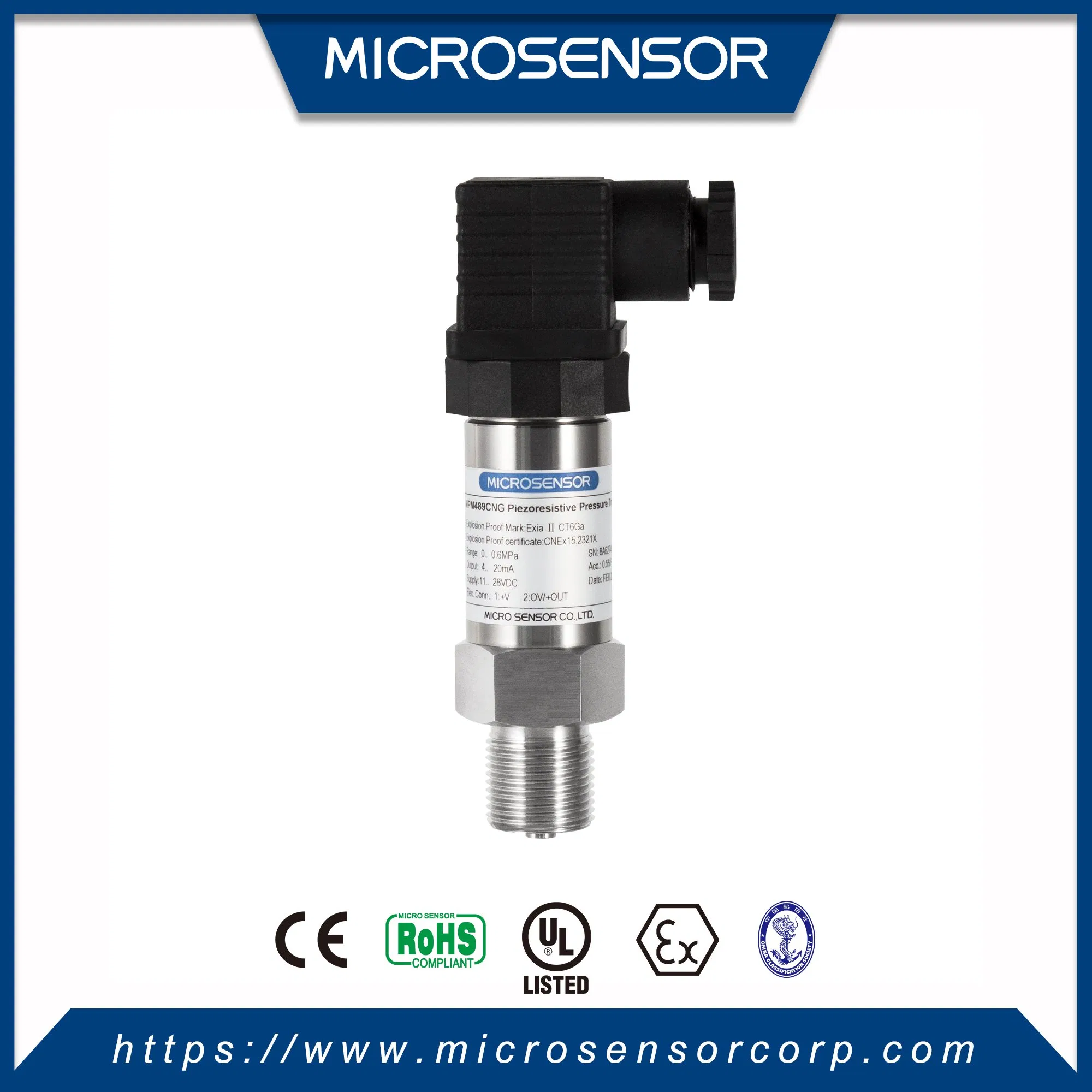 4-20mADC ATEX Intrinsic Safe Water Tank Liquids 10MPa Water Tank Liquids Oil Fluids Pressure Transmitter MPM489