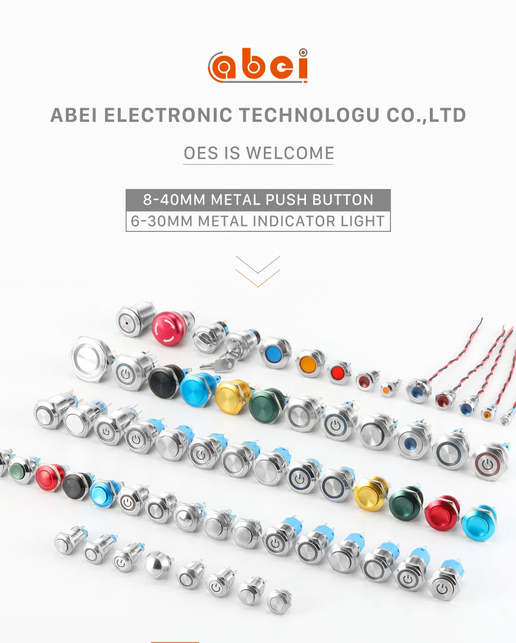 Abei 12mm Metal Waterproof Momentary Switch Flat Head Ring with LED 6V12V220V Small on off Push Button Switch