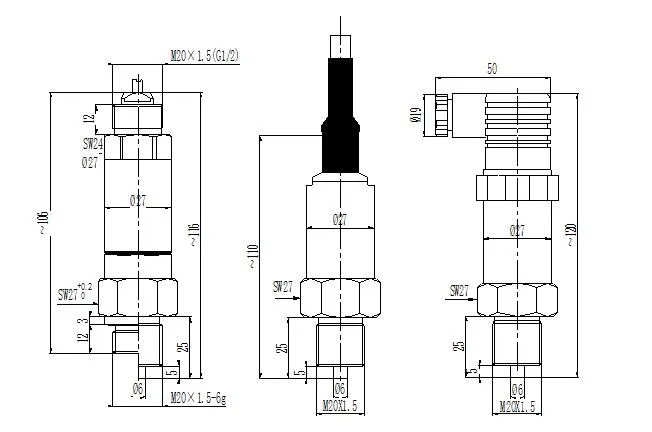 Accurate 4~20mADC Piezoresistive SS316L Water Hydraulic Customized Pressure Sensor MPM489