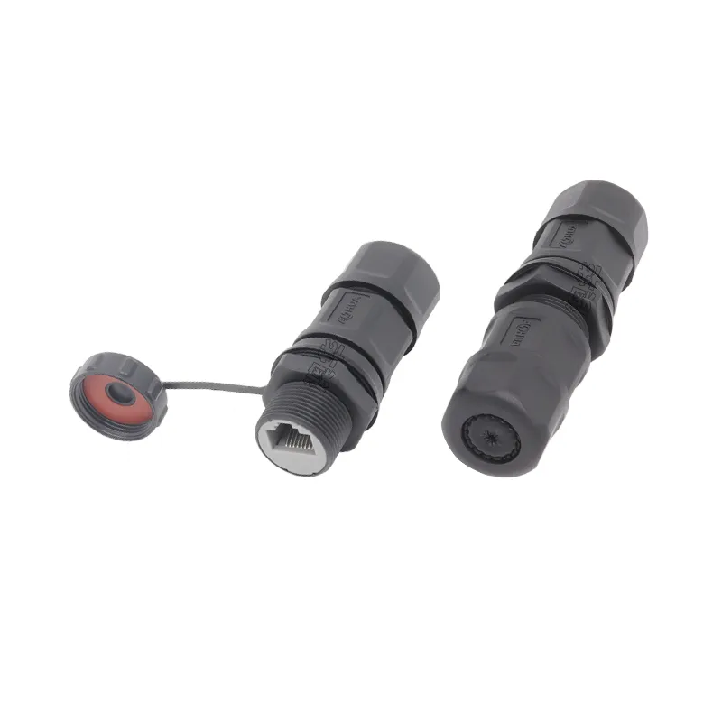 Ahua Waterproof Ethernet IP67 8 Pin Cable RJ45 Panel Mount Connector