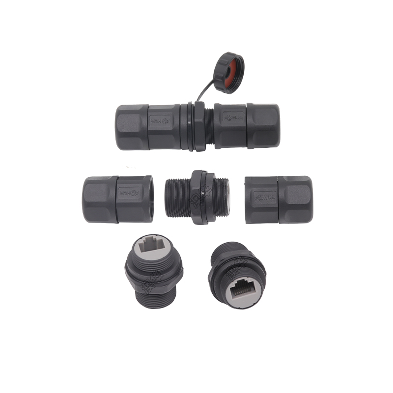 Ahua Waterproof Ethernet IP67 8 Pin Cable RJ45 Panel Mount Connector