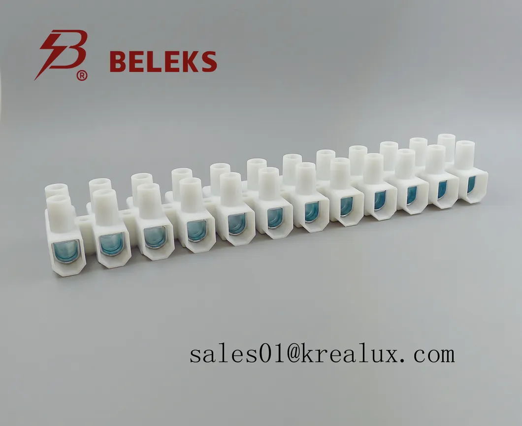 Beleks/Krealux T25-12s (P) CE 12 Ports/Poles/Ways Screw-Fixed Terminal Block/Strip/Barrier