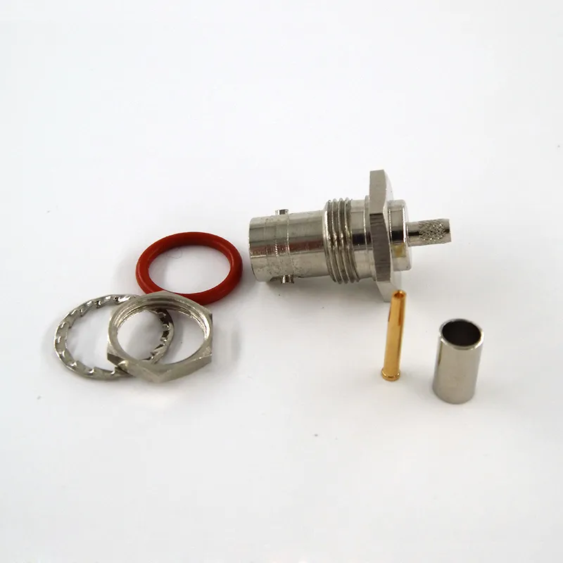 BNC Female Bulkhead Crimp RF Coaxial Connector for Flex-3 Cable