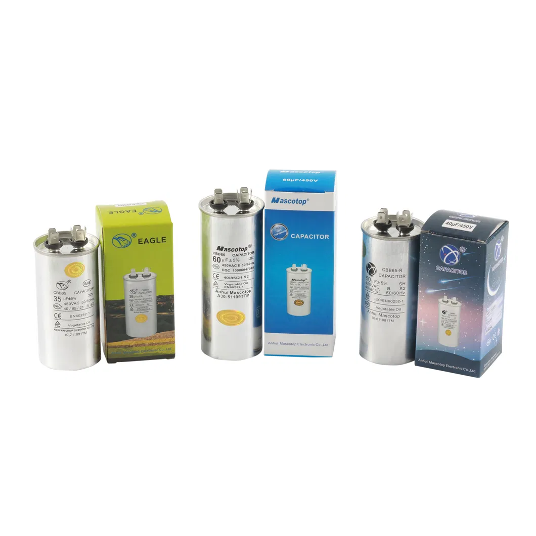 Cbb65 Air Conditioner Run Capacitor 50UF 450V Anhui Mascotop UL Aluminum Case