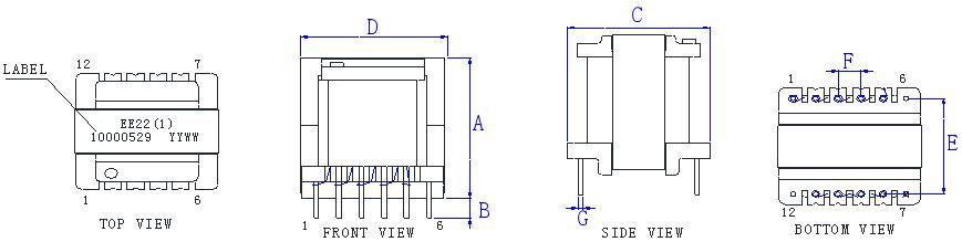 China Manufacturer Ee22 Core Varnished Type Switch Mode Power Supply AC Transformer for Winding Machine