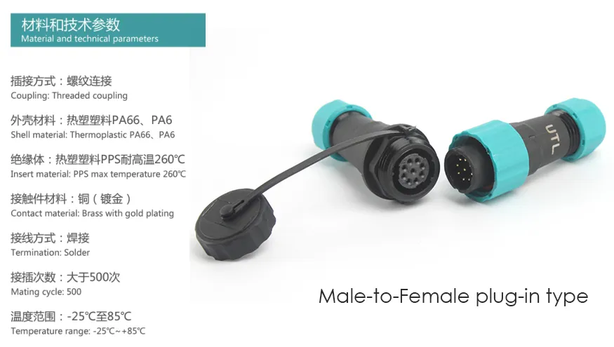 Circular IP68 Connector Waterproof Aviation Plug Socket Terminal Block
