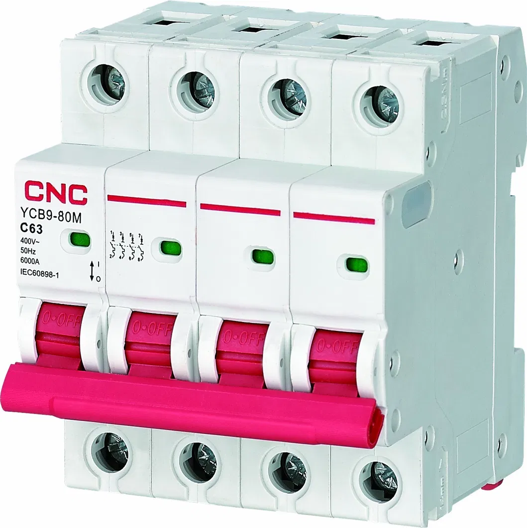 CNC Ycb9-80m 63A C Type 1p 10ka 230V 50Hz Miniature Circuit Breakers MCB