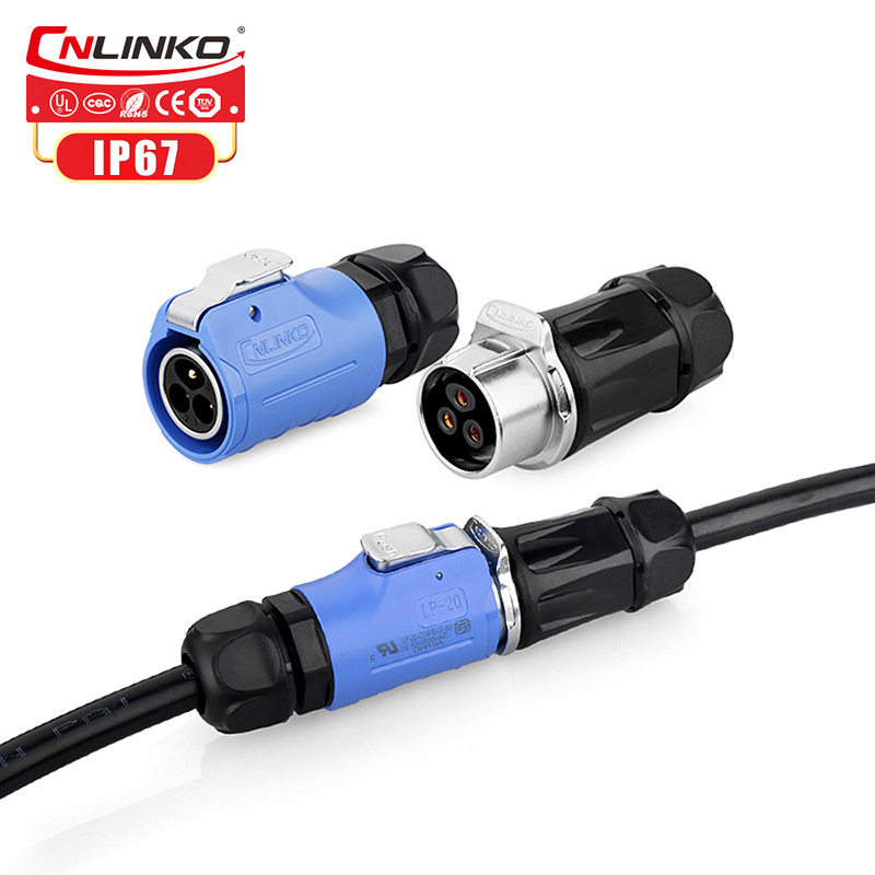 Cnlinko 3pin Circular Electrical Power Connector M20 Plug Rear Lock Panel