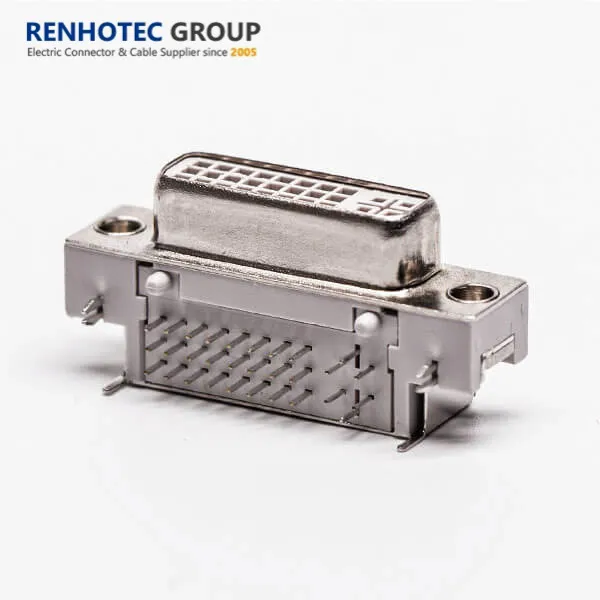 DVI 24pins Right Angle RoHS Standard Hole Through DVI Cable Connector