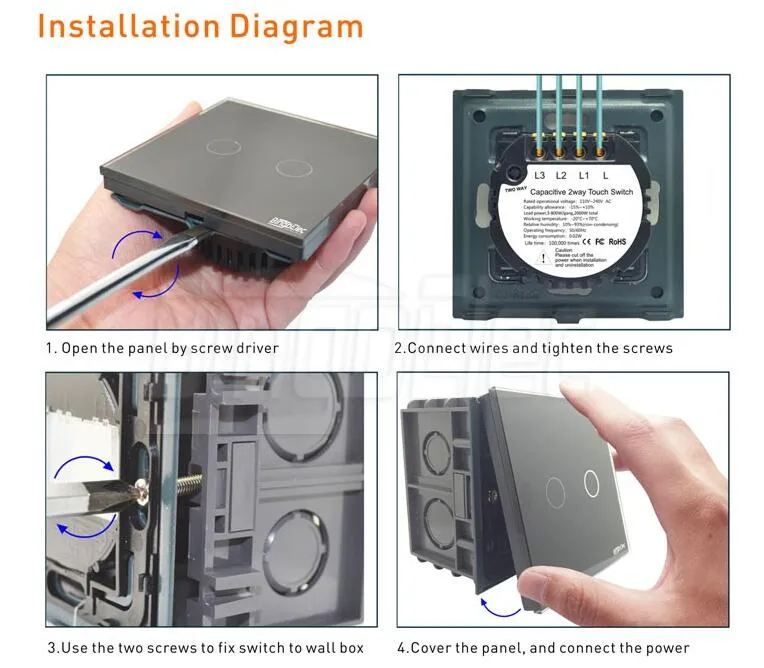 EU/UK Roller Shutter Switch, Window Curtain Touch Switch