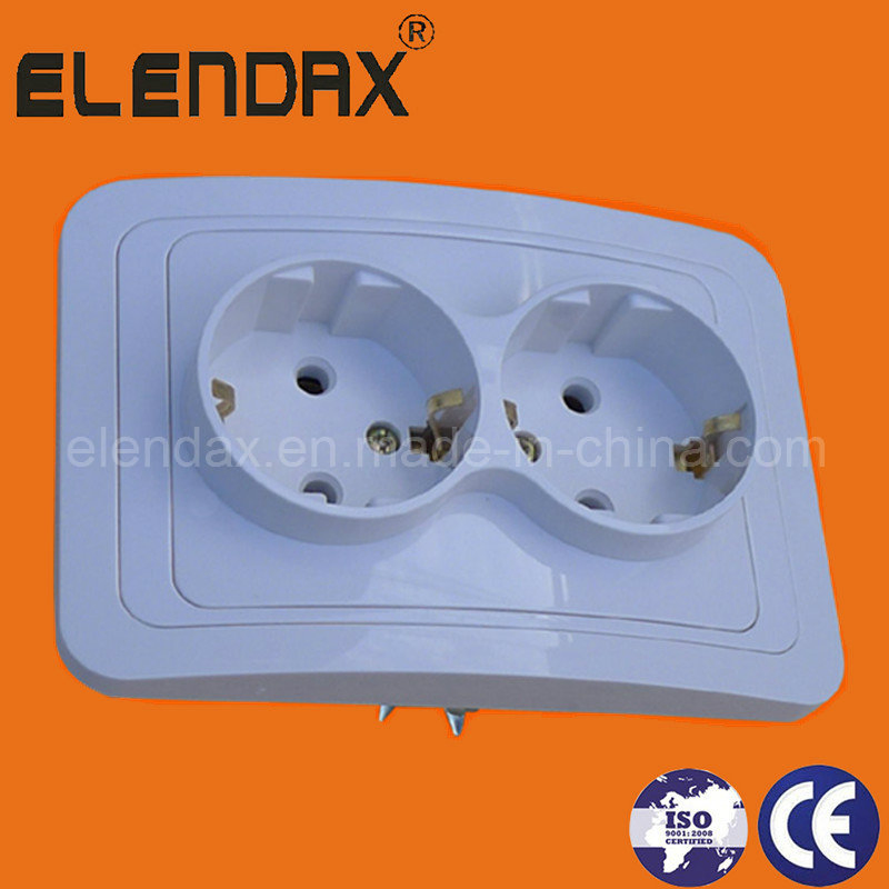 Europe Style Flush Mounting Double Wall Socket with Grounding (F2210)