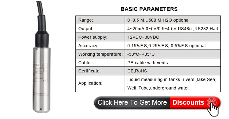 Exia Iict6 and Ce FCC Certificate Submersible Pressure Level Sensor