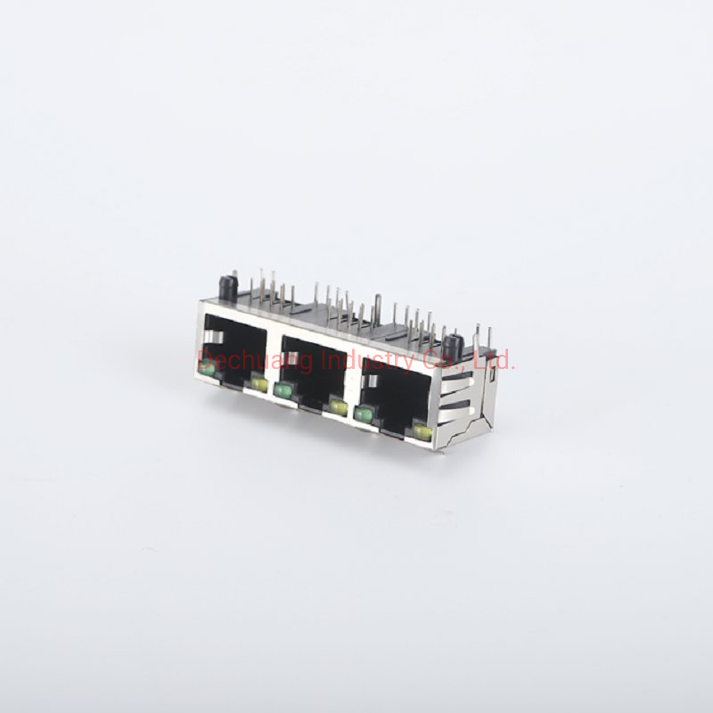 Female to Male Tab up 1*3 Port RJ45 Connectors 3 Ports Light Pipes for 5g Base - T Ethernet with Transformer and LED Model