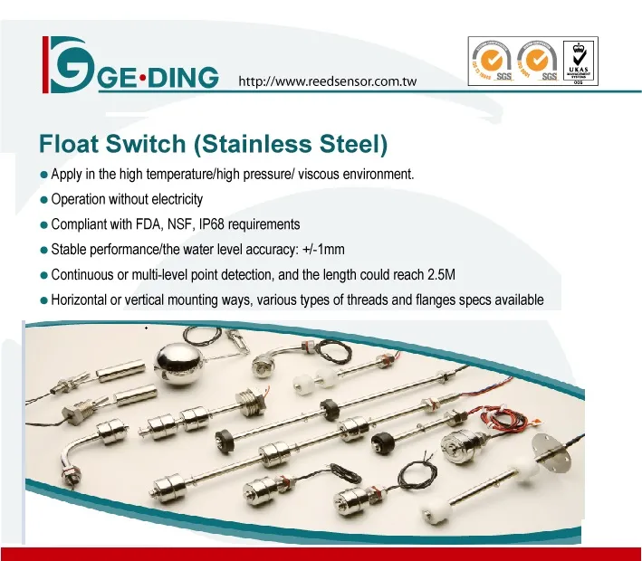 Float Switch Read Upper Liquid Level Hermetically Sealed Reed Sensor