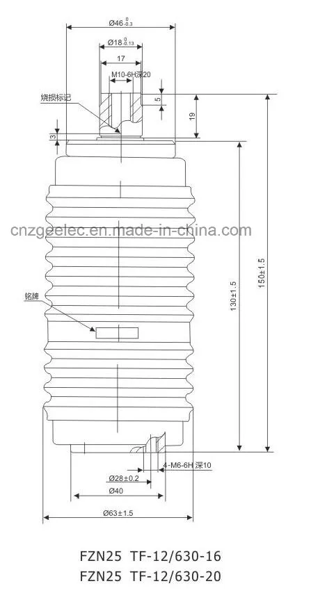 Fzn25 12kv Vacuum Interrupter for Indoor Load Breaking Switch (102B)