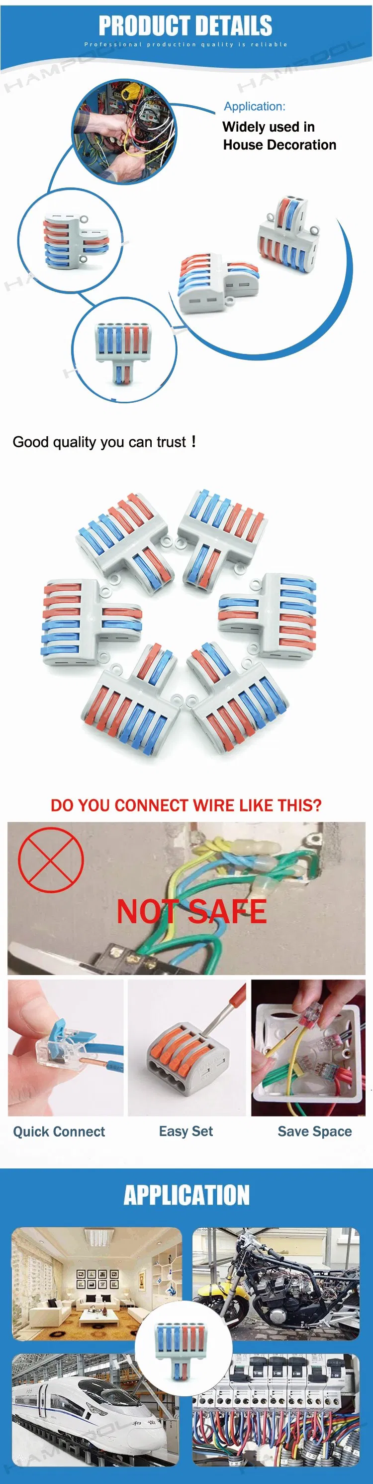 Hampool High Quality Gray Splicing Connector with Operating Levers