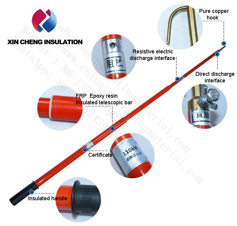 High Voltage 110 Kv Static Copper Earthing Portable 11kv to 500 Kv FRP Discharge Rod