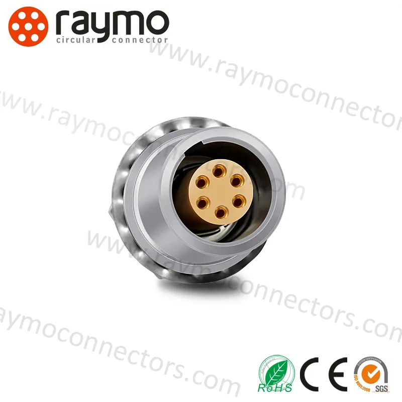 Lemos Ehg 0b 305 Panel Mount Fixed Receptacle 2 3 4 5 6 7 8 9 Pins Circular Connector with Protruding Shell