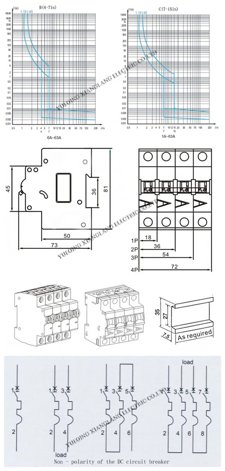MCB DC 2p 20A 500V Curve C Miniature Circuit Breaker DC Breaker for Solar Panels PV System