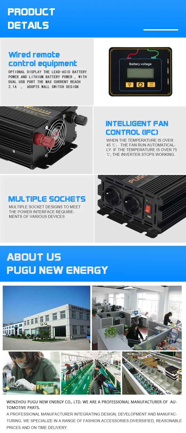Modified Sine Wave Inverter off Grid Power Inverter 2500W 12V to 220V