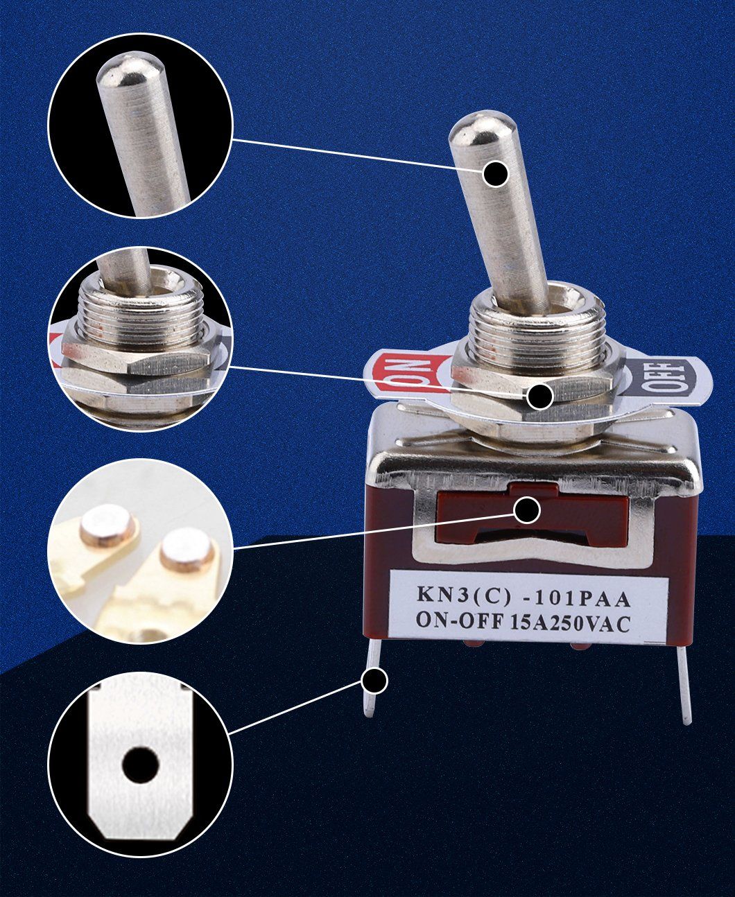 Mts-203ra 6mm on-off-on Latching 3 Positions 6pins Dpdt Double Pole Double Throw PC Terminal Toggle Switch