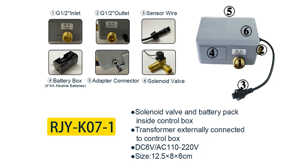 New Design DC Sensor Solenoid Water Swith Control Box for Basin Kitchen Faucet
