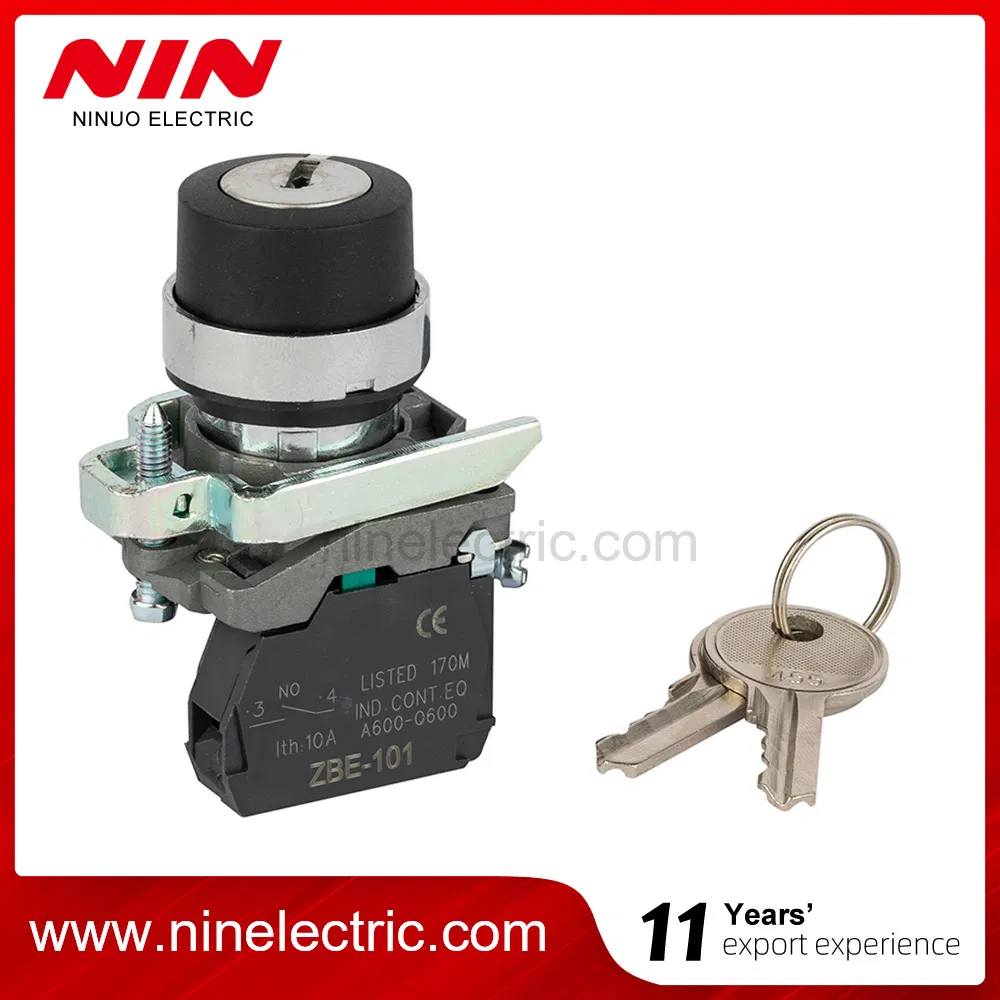 Nin Xb4-Bg65 22mm Metal 2 Position No+Nc Push Button Key Stay Put Selector Key Switch