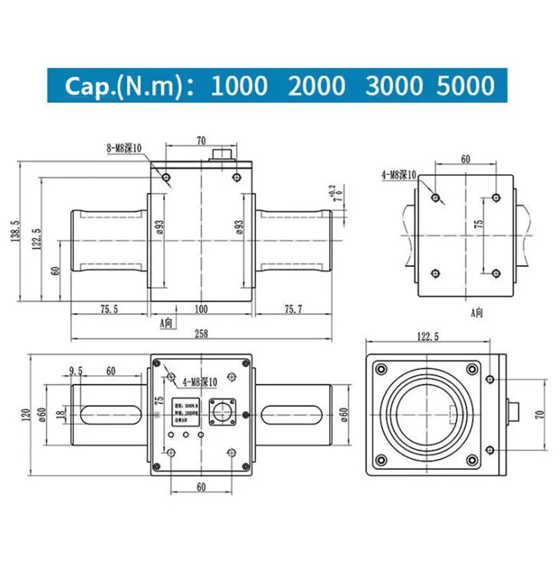 Non-Contact Shaft to Shaft Dynamic Rotary Torque Sensor with LCD Display 30nm 50nm 100nm (BTQ-408RTS2)
