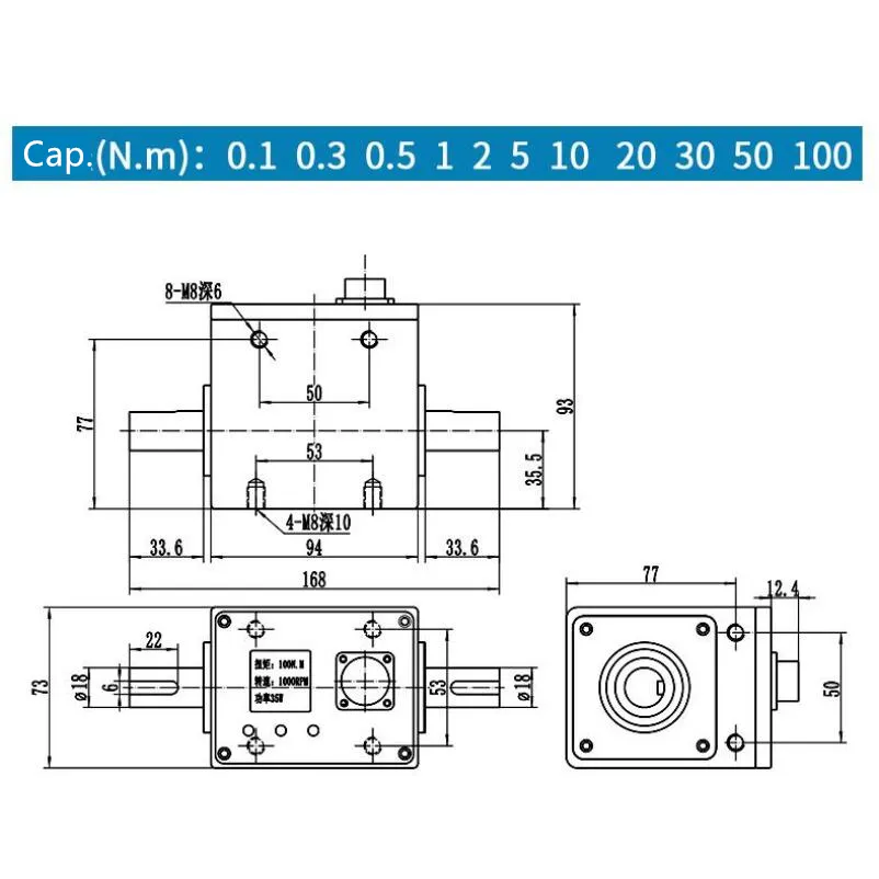 Non-Contact Shaft to Shaft Dynamic Rotary Torque Sensor with LCD Display 30nm 50nm 100nm (BTQ-408RTS2)