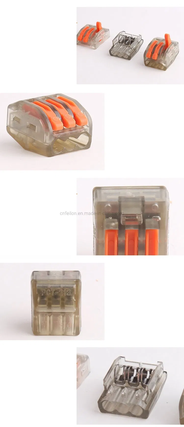 Origin Manufacture Lever Nut Compact Splicing Terminal Block Wire Connector Transparent Color 3way Fast Connector Pct-213 T Replace 222-213 Universal Connector