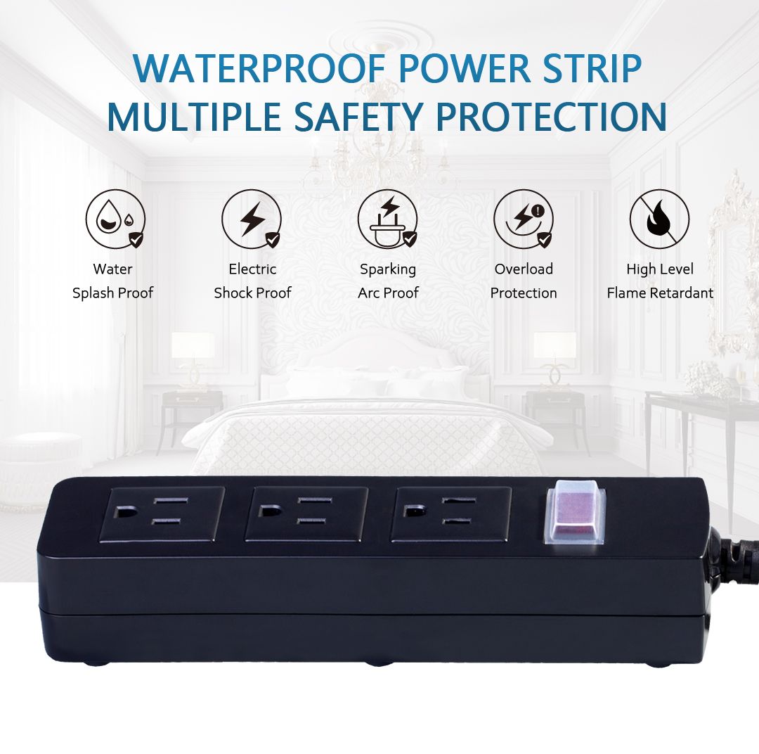 Outdoor 3 Outlets Surge Protector Power Strip American Standard Socket