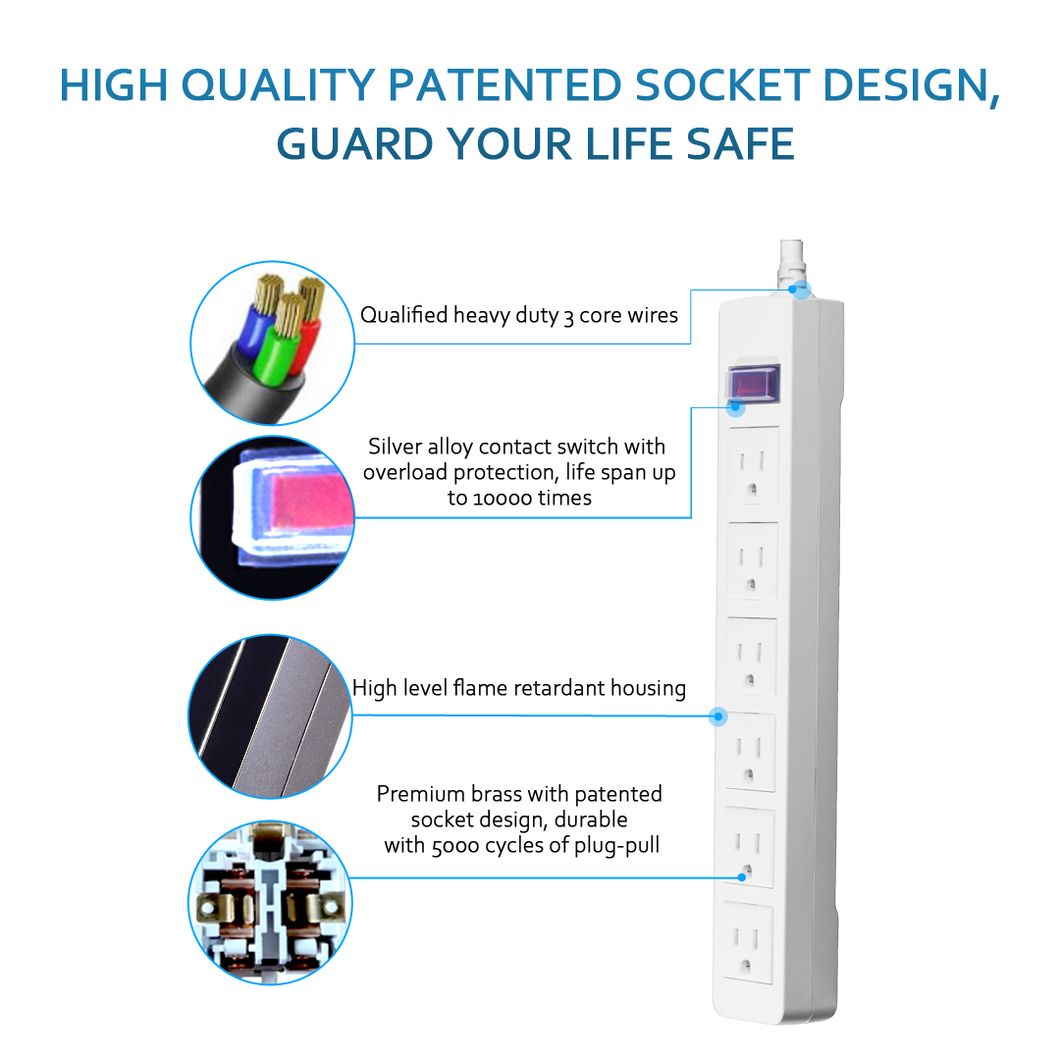 Outdoor Surge Protector Us Waterproof Power Strip Smart Extension Lead