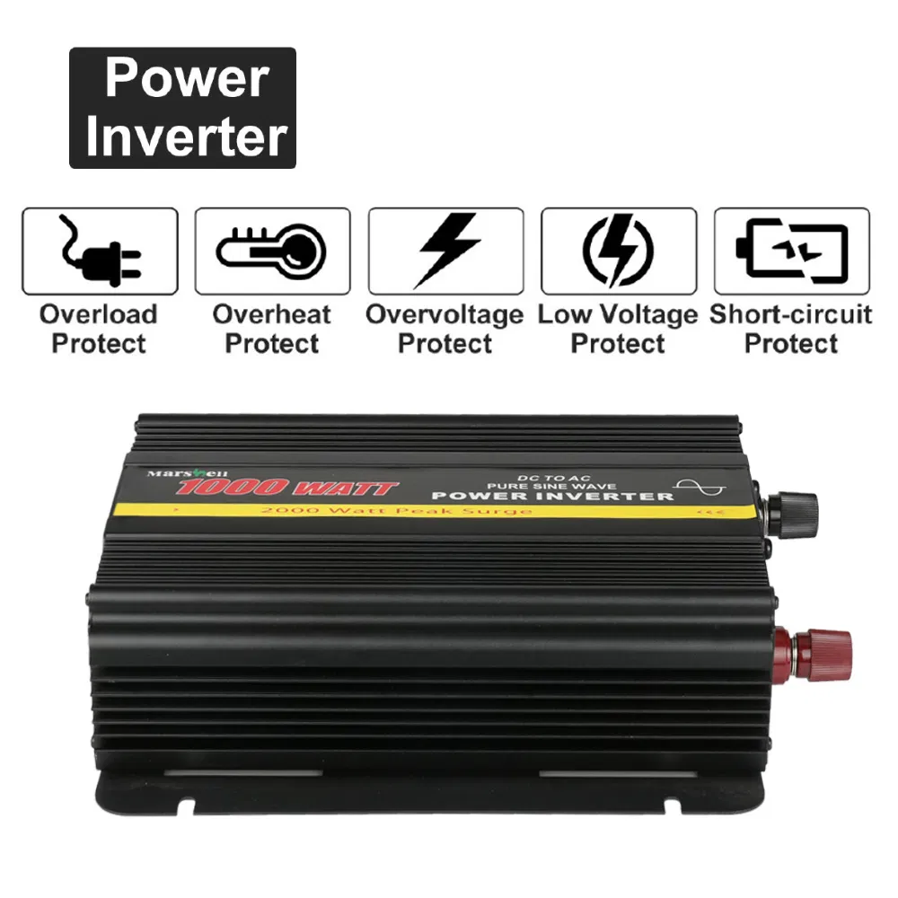 Pure Sine Wave Inverter DC 12V to AC 110V /220V 1000W Max 2000W Voltage Transformer Power Converter Solar Car Inverter