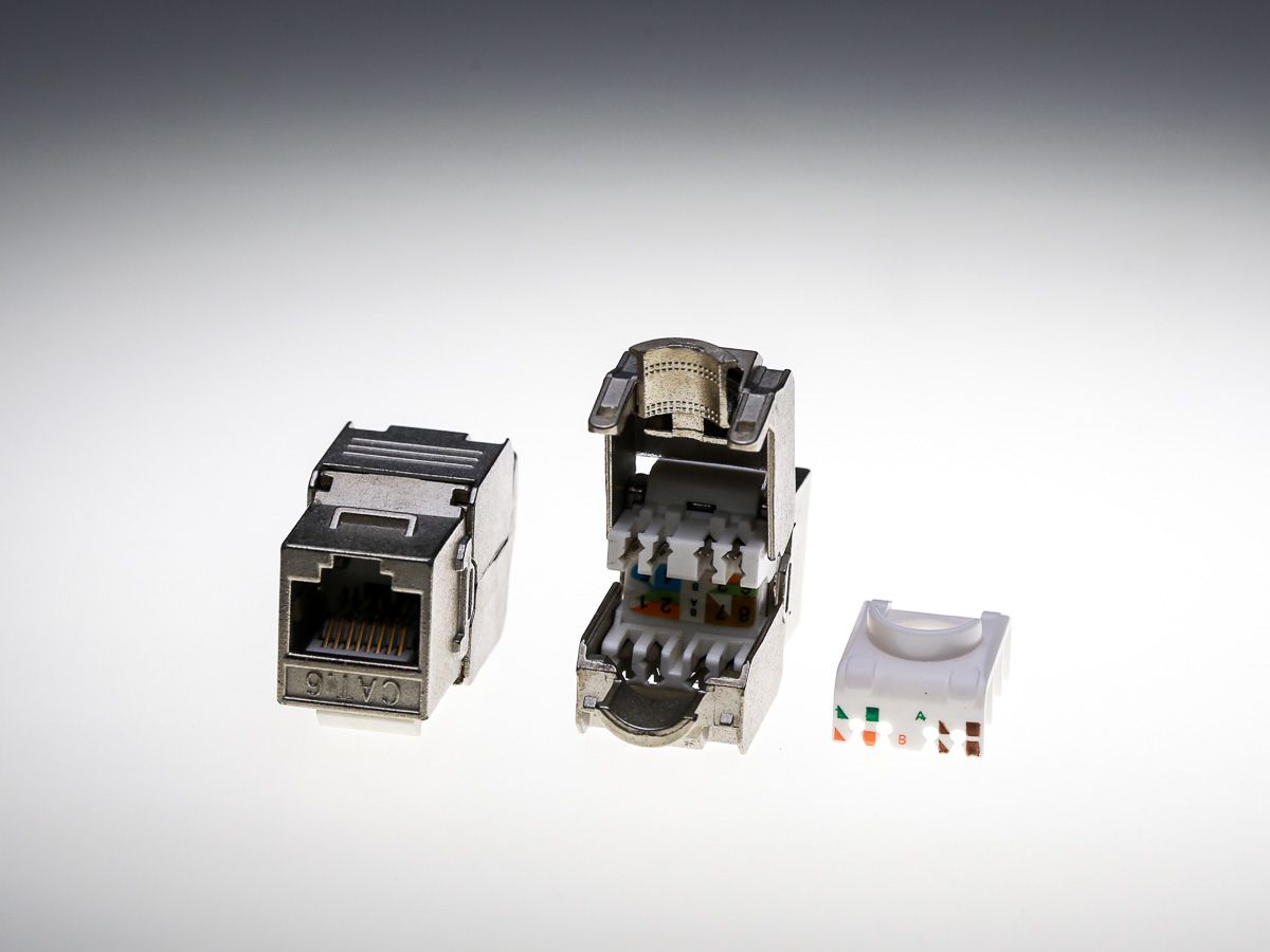 RJ45 FTP/STP Cat5e CAT6 CAT6A Toolless Keystone Jack 180 Degree Leokj-FC6-18055s