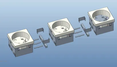 Screwless 45X45mm EU Socket Module Angle Schuko Socket/Electrical Outlet with Connector