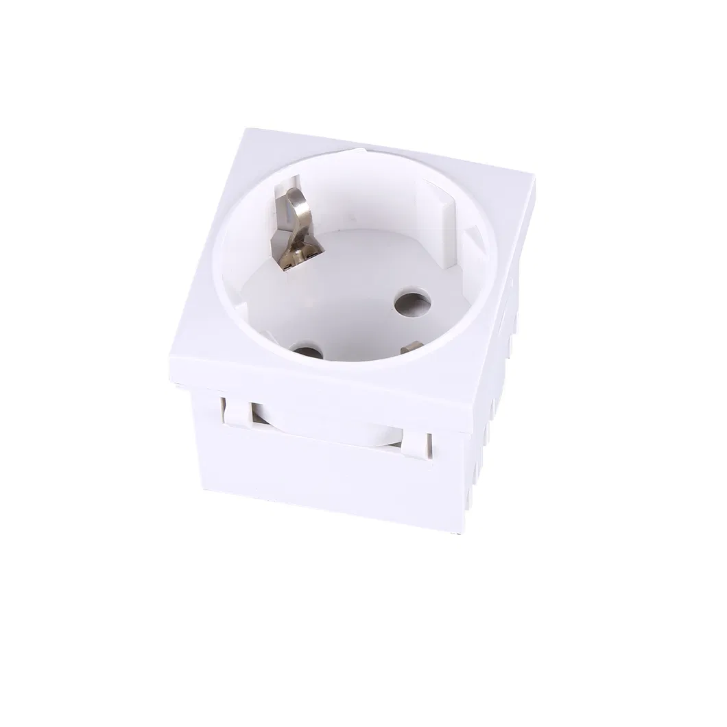 Screwless 45X45mm EU Socket Module Angle Schuko Socket/Electrical Outlet with Connector