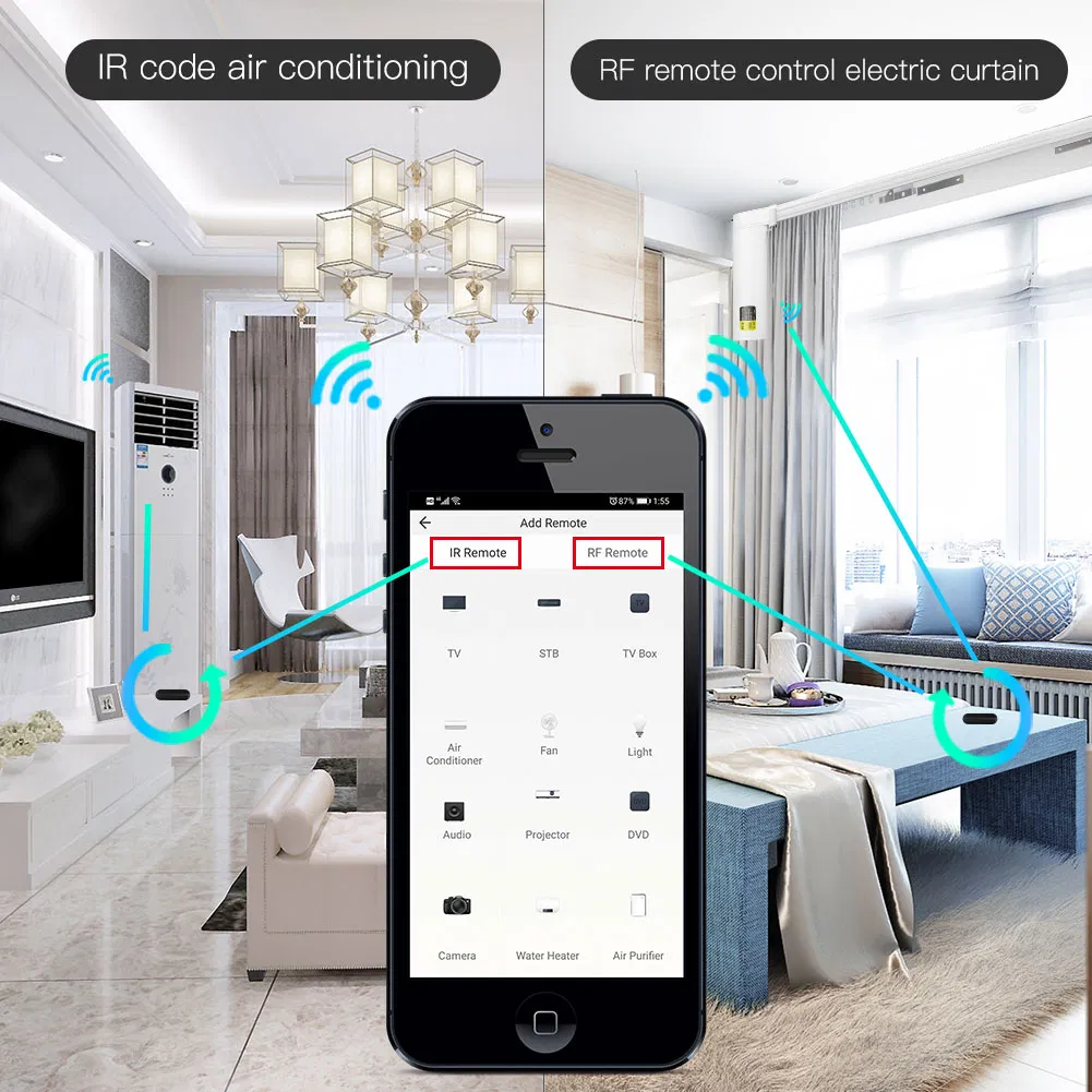 Tuya Smart Infrared+RF315+RF433 Infrared Remote Control All-in-One Smart Universal Air Conditioner TV Fan Smartlife APP Remote Control Alexa Acho Google Home