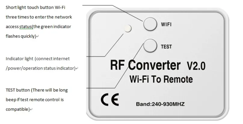 Wide Frequency 240-930MHz DC5V Long Distance Cloud Service WiFi to RF Converter / Remote Control/ Receiver