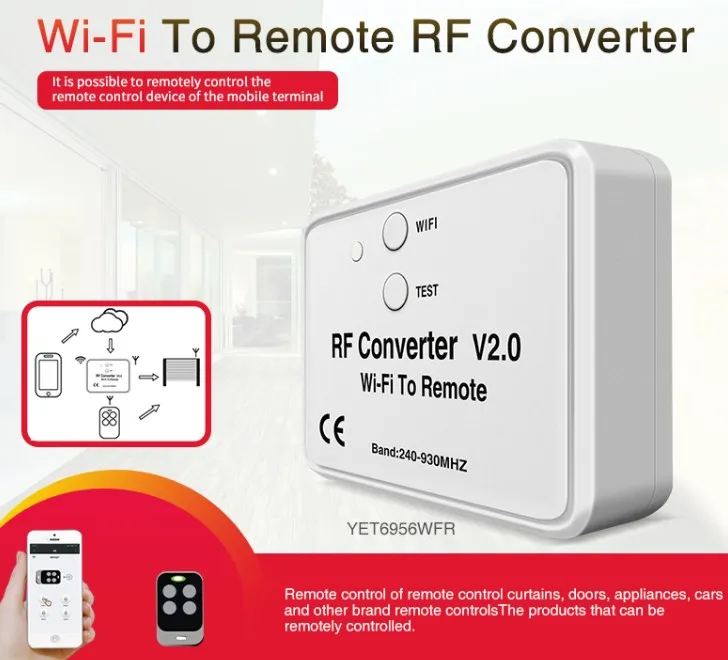 WiFi to RF Converter 240-930MHz Remote Control Smart Home Yet6956