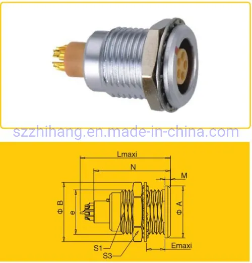 ZGG.2B.302.CLA B series ZGG 2B 2pins fixed socket male contact power M15 push pull connector